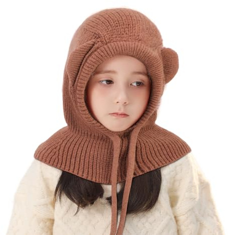 TAGVO Cagoule Enfant, Bonnet et Écharpe d’Hiver 2 en 1, Adapté pour Enfants de 2 à 6 Ans