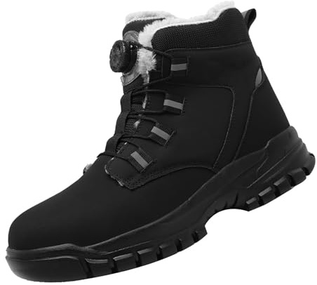 MEIbax Chaussure de Securité Homme Antidérapant Confortable Montantes Chaussures de Travail Protection Imperméables Antiperforation Automne Hiver Bottes de Securite Embout en Acier (2-Bronze, 48)