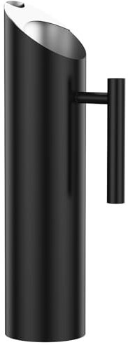Pichet à eau en acier inoxydable avec protection à glace et poignée, carafe polie pour réfrigérateur, idéale pour le lait, le jus, le thé glacé, le café, le vin (noir, 2 L)