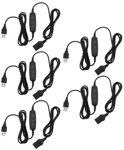 ECSiNG 5 st DC5 V LED-remsa dimmer brytare med 3 knappar USB hona till hane-förlängning 10-växlad dimning lämplig för skrivbord taklampa