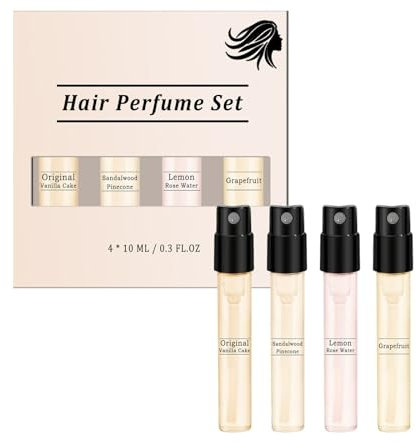 Hair Perfume For Women, Haarparfüm Damen, 4 pc Haarduftspray - Original Vanilla Cake, Pheromon Haar Parfum Damen, Sandalwood Pinecone, Lemon Rose Water, Freshen Hair