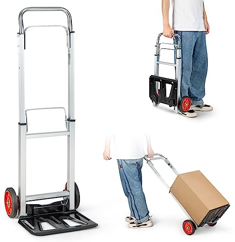 Carrello Pieghevole a Mano con Ruote, Carrello per Sacchi in Alluminio, Carrello con Maniglia Regolabile, Carrello Leggero per traslochi, capacità di Peso di 100 kg