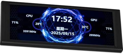 Thermalright Trofeo Vision LCD AIO Display 6.86” PC Monitor, USB Type-C Screen for Real-Time Hardware Monitoring, with Preset & DIY Themes for Gaming PC Case/CPU Cooler(Black)