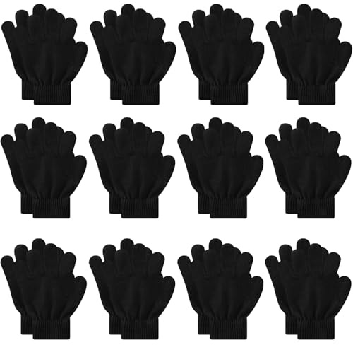 Xlretak Lot de 12 paires de gants magiques d'hiver pour homme et femme en tricot chaud thermique extensible pour un usage quotidien, la course à pied, la marche