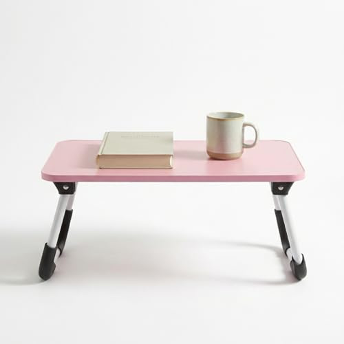 Bandeja para Cama, Mesa Plegable de Desayuno, Ergonómica, Ideal para Portátil, Ordenador y Libros, para Leer en la Cama 50x30x22 cm, Rosa