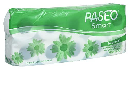 PASEO Toilet Tissue 2 ply Toilet Paper 20 Toilet Rolls X 200 Toilet Tissue Sheets Sheet Size 11 x 9.9 cm Pack of 2