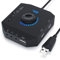 CSL - Scheda audio USB esterna e HUB USB e Amplificatore Cuffie 3 in 1 - Uscita per cuffia con microfono gaming a 4 poli - Audio OUT - Mic in - Controllo volume e Equalizzatore - LED blu - nero