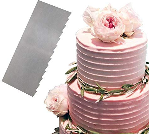 DUBENS Dough Scraper Stainless Steel Dough Cutter Cake Comb with Prongs, Dough Spatula Baking Dough Card Cake Scraper for Decorating and Decorating Cakes and Ties, Serrated and Wavy (N)