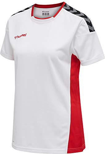 hummel Damen hmlAUTHENTIC Poly Jersey Woman S/S Trikot, White/True RED, XS