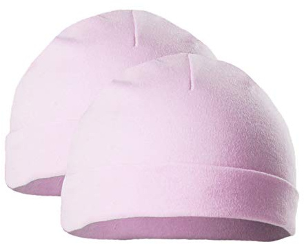 MANSURI Lot de 2 Bonnets en Maille pour Bébé - Bonnets Beanie pour Petit Bébé Garçon Fille - Choix de Couleur - 100% Coton - Doux Bonnet de Bébé PRH3, rose, Taille unique