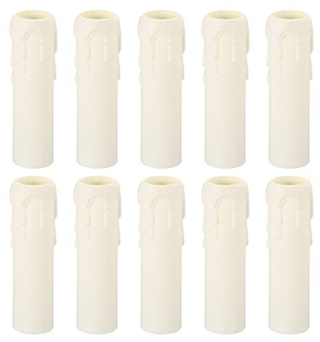 PATIKIL 25x100mm Velas Zócalos Cubiertas, 10 Paquete Plástico Mangas Candelabro Base Accesorios para E14 Candelabro, Blanco