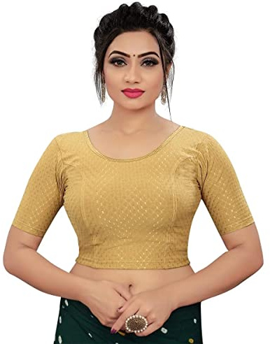 BishtHub Fashion Women's Cotton Blend Stretchable Elbow Sleeve Casual Wear Readymade Blouse Free Size -(Chiku-28-36)