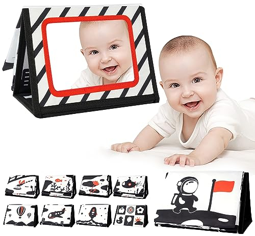 Aolso Baby Spielzeug mit Knisterbuch Entwickelt, Baby Spielzeug 0-9 Monate, Faltbarer Baby Spielzeug, Wahrnehmungs-Lernspielzeug für Neugeborenes, Geschenke für Babys-Schwarz und weiß