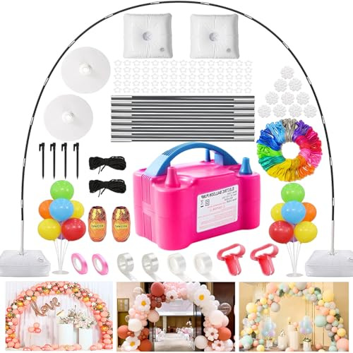 Balloon Arch Kit with Balloon Pump, 9FT Tall &10FT Width Adjustable Balloon Arch Stand Balloon Arch Frame with Base for Wedding Birthday Party Decoration