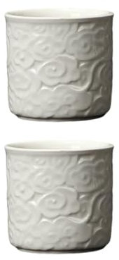 Dicmracy Juego de 2 o 4 tazas de café expreso de cerámica de 3.4 onzas, tazas Demitasse para café o té, tazas de café pequeñas sin asas (blanco, 2)