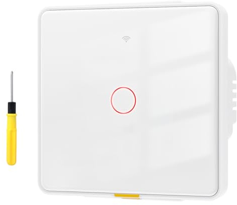 Acmerota Smart väggbrytare (ingen neutral, 1Gang), Alexa Touch Switch, pekbrytare kompatibel med Google Assistant Kräver Zigbee Gateway, vit