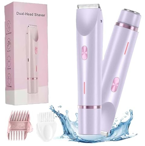 Elektrische Haarschneider für Frauen, Dual-Kopf-Trimmer für Frauen, Breezelly Rasierer, Viovex-Rasierer, Viovex 2 in 1 Haartrimmer, Elektrischer Bikini-Rasierer & Trimmer für Frauen (Lila)