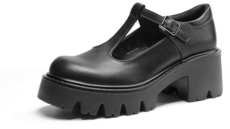 DREAM PAIRS Escarpins Femme Mary Janes à Plateforme, Talon Bloc Confortable, Bout Rond Fermé, Style Rétro Y2K, Chaussures Femme pour Usage Quotidien,Size 39,Noir-PU,DWUMPU2571