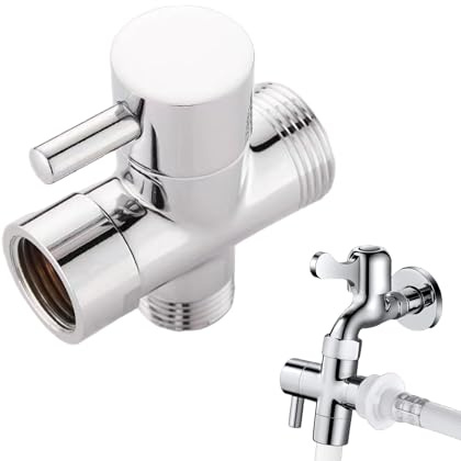 Valvula Desviadora, Adaptador de grifo 3 vías para ducha, divisor de agua, válvula T de latón cromado, con sellos de goma, fácil de instalar, 1 entrada y 2 salidas, adecuado para ducha manual