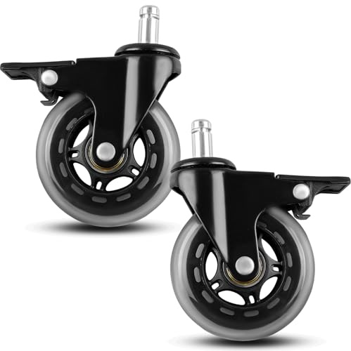 QAGGUM 3 Swivel Caster Wheel Fit for Traeger Timberline 850 1300 Ironwood 650 885 XL Texas Elite 34 Pro 780 Pro Series 34 Pellet Grill, Rubber Heavy-Duty Grill Wheel Replace HDW302 with Brake, 2Pcs