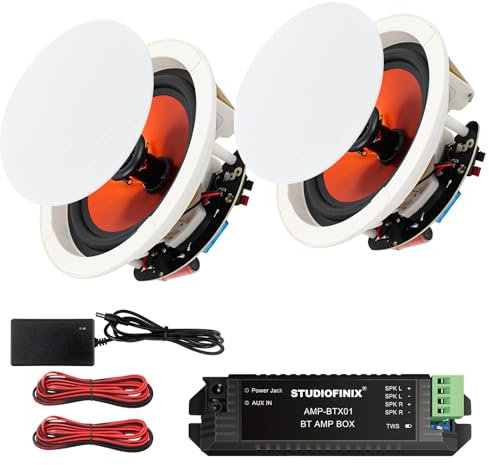 STUDIOFINIX Altoparlante da soffitto Bluetooth da 6,5 pollici, potenza massima 300 Watt per interni come cucina, soggiorno, studio, cantina, home theater e terrazza coperta