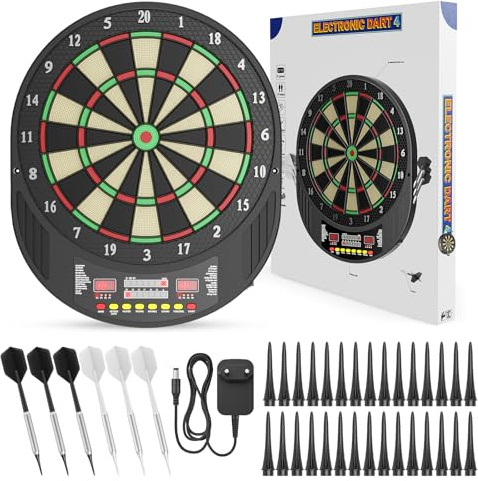 Diana electrónica profesional con pantalla LCD digital y dardos con punta blanda, diana electrónica con 27 juegos, 243 modos, ideal para amigos, familia, oficina, fiestas en clubes y pubs