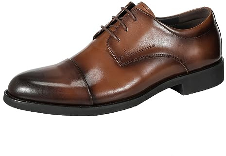 YFFUSHI Scarpe Uomo in Pelle Oxford Stringate Basse a Punta Derby Eleganti da Business Ufficio Formali, marrone, 42