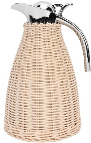 Zerodis Brocca Isolata, Caraffa del caffè Termico in Acciaio Inossidabile con Isolamento a 3 Strati, Ritenzione di Calore di 12 Ore, Conservazione a Freddo 24 Ore per L'uso di Home (Beige)