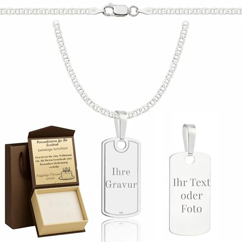 ZELYA ketten für herren silber 925, personalisierte geschenke männer - Erkennungsmarke mit gravur, militär smuck, dog tag militär