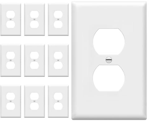 ENERLITES 10 Pack Mid-Size Duplex Outlet Covers Wall Plate, White