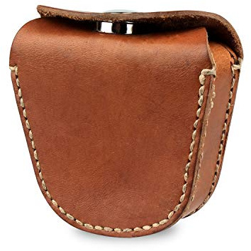 KOSIBATE Ammo Pouch, Genuine Leather Ammo Holder Bag Storage for .22 22LR .38 .45 Hunting Military Belt Gun Ammo Case Brown