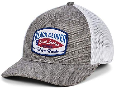 Black Clover New Live Lucky BC Catch A Break Hut/Kappe aus braunem Netzstoff, verstellbar, Braun / Weiß