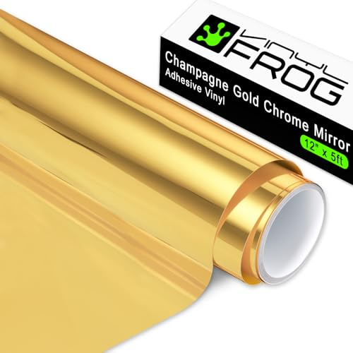 VINYL FROG Light Gold Chrome Vinyl 12 x5ft Light Gold Permanent Vinyl Roll