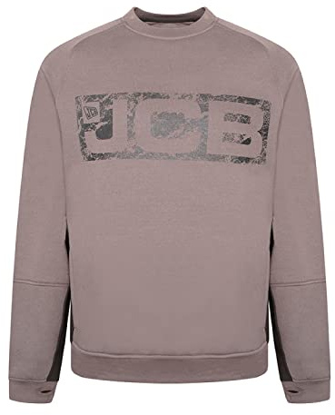 JCB - Trade Crew Sweatshirt, Large - Made with 80% Cotton & 20% Polyester - Men's Jumpers Branding Details - Cordura Fabric Elbow Patches - Mens Clothes - 320gsm - Grey