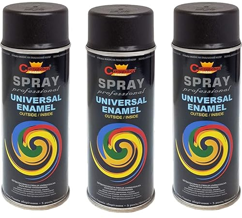 VE-INDUSTRIES Lackspray nach RAL 3er Sparpack Spraydose 400ml Buntlack für Holz, Metall (9005 Tiefschwarz Matt)