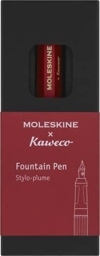 Moleskine x Kaweco Füllfederhalter aus ABS-Kunststoff mit Vergoldeter Feder der Größe M für Schriftsteller, Notizenmacher, Inklusive Blauer Tintenpatrone, Farbe Rot