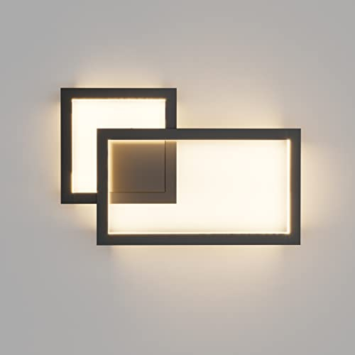 Klighten 24W LED Wandleuchte Innen,1960 Lumen, 41cm, Mordern Dekorative Wandlampe, Wandbeleuchtung Für Schlafzimmer Wohnzimmer Treppe, Warmweiß 3000K, 110-240V, Schwarz