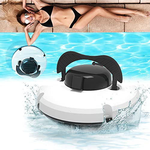 KRUZZO Aspirador automático para Piscinas, Limpiador robótico inalámbrico para Piscinas, hasta 100 pies Cuadrados (Dura 120 Minutos), Motores de Doble accionamiento Aspirador para Piscinas White