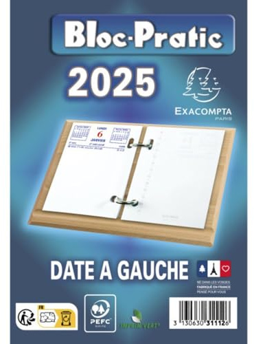 Bloc de Bureau Ephemeride 2025 avec RDV d'un Coté et la Date de l'Autre Pour Toute L'Année 2025 Uniquement Utile Maison - Bureau - Travail Pour Planifier vos Rendez Vous en Toute Tranquillité