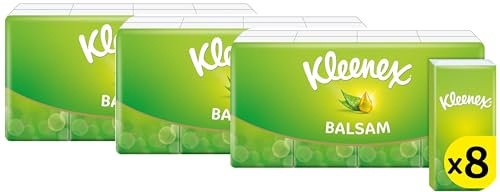 Kleenex Balsam in Handy Pocket Pack Tissues Balm Tissues Protect and Soothe Your Nose When You've Got a Cold Balmcare with Aloe Vera, Vitamin E and Calendula 24 Pack