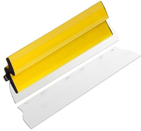 Dent-de-lion lame d’écrémage 80 cm/32 pouce, spatule jaune semi-flexible en acier inoxydable 0,4 mm, pour enduit de plâtre et béton, finition de grande surface