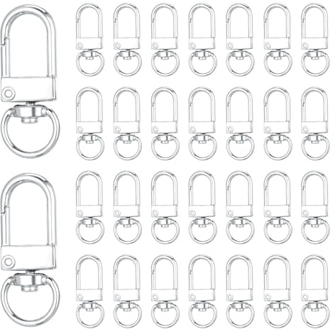 Ouligay 50 chiusure a moschettone per portachiavi, clip in metallo, ganci a scatto girevoli, gancio portachiavi in metallo, chiusure a moschettone per la creazione di gioielli, fai da te, borse,