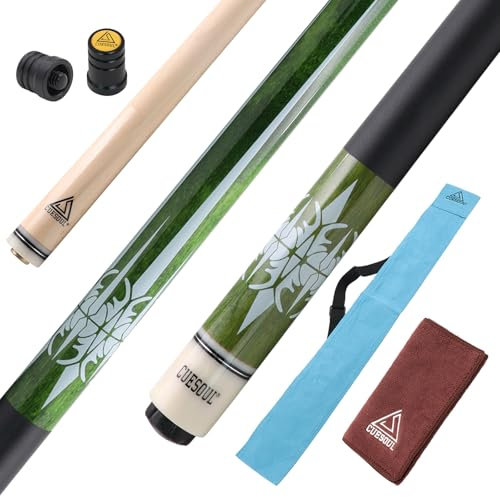 CUESOUL 58 Zoll Pool-Queue,21oz,13 mm Spitze, Billard-Queue mit Irish Wrap, verpackt in blau Queue-Tasche