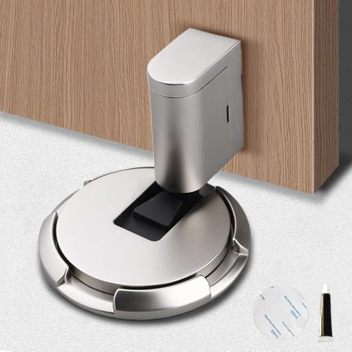 Magnetischer Türstopper,Türstopper Boden,2024 neuer selbstklebender Hochleistungs Türstopper,verstellbares magnetisches Türschloss ohne Bohren mit Kleber(Silber)