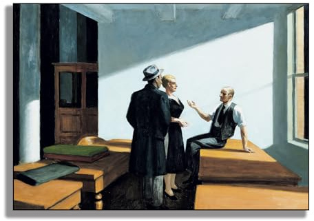 Edward Hopper Canvas Wall Art - Conference At Night Poster - Wall Art Decoration Print Picture - Realism - Vintage Poster - Cool Home Decor for Dance Studio Campus Kitchen - Unframed/16x24in/40x60cm