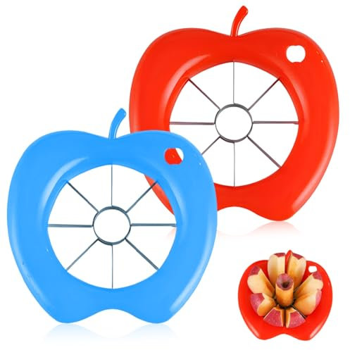 LAJUP 2 Pezzi Taglia Mele,Levatorsoli Taglia Mela Spicchi Acciaio Inox,Affetta-Torsolo Mela,Affettatrice di mele e carotatore, Frutta Apple Slicer Cutter per Mela o Pera (Rosso e blu)