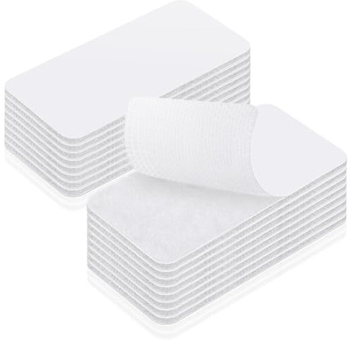 HOMMAND Badesivo Extra Forte，16 Pezzi Nastro Adesivo Hook and Loop, Nastro Adesivo Forte Perfetto per l'arredamento di Ambienti, Casa, Ufficio, Bianco, 50mm×100mm