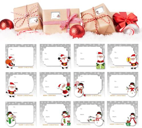 LOMIMOS 120 Pièces Étiquettes Autocollants de Noël, Autocollants de Nom de Noël Décoration de Cadeau Stickers Noël Etiquettes Adhésives pour Emballages de Cadeaux de Noël