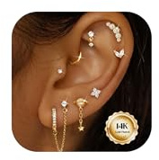 YADOCA Piercing Helix Boucles d'Oreilles Femme Acier Chirurgical Piercings Oreille Cartilage Boucles d'oreilles Pendantes Creoles Tragus Piercing Conch Helix Piercings Or Argent