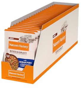Nature's Variety Bocaditos en Salsa, Comida húmeda para Gatos con Pescado del Océano: 22 bolsitas de 85g